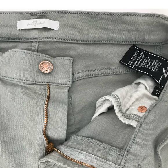 7 For All Mankind Light Green Frayed Hem Skinny Jeans Size 29 - Picture 3 of 7